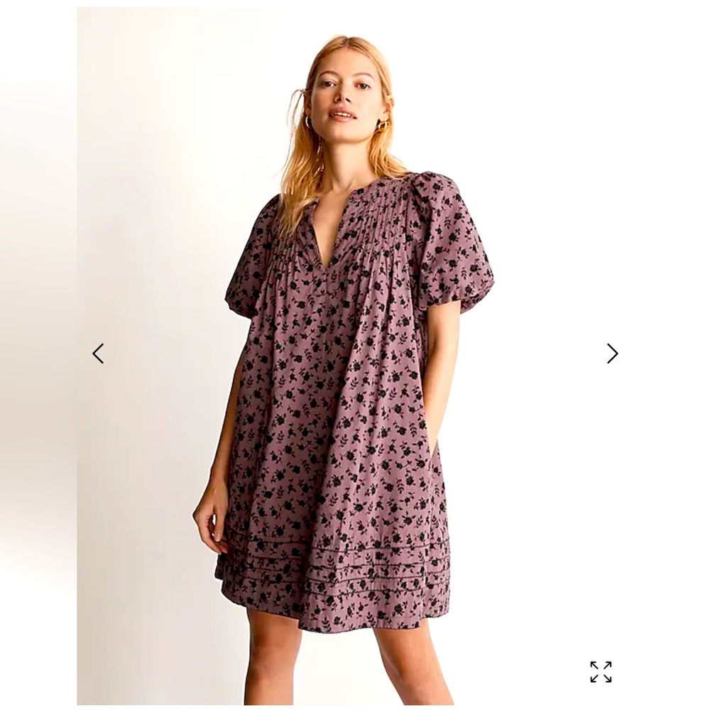 MADEWELL Tillie Puff Sleeved Mini Dress in Fug Shadow Blooms size M